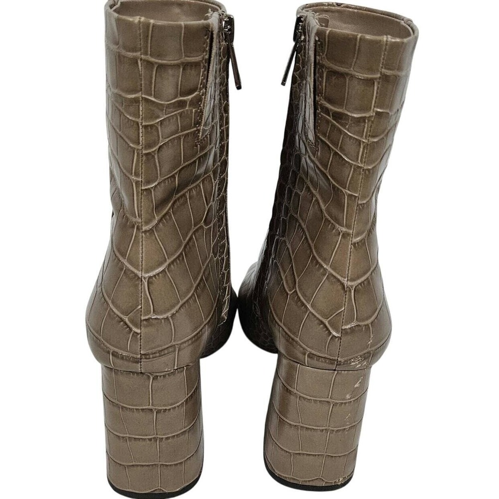 Sam Edelman Codie Ankle Boot Women 11 Taupe Grey Croc Embossed Block Heel Bootie - Picture 5 of 10